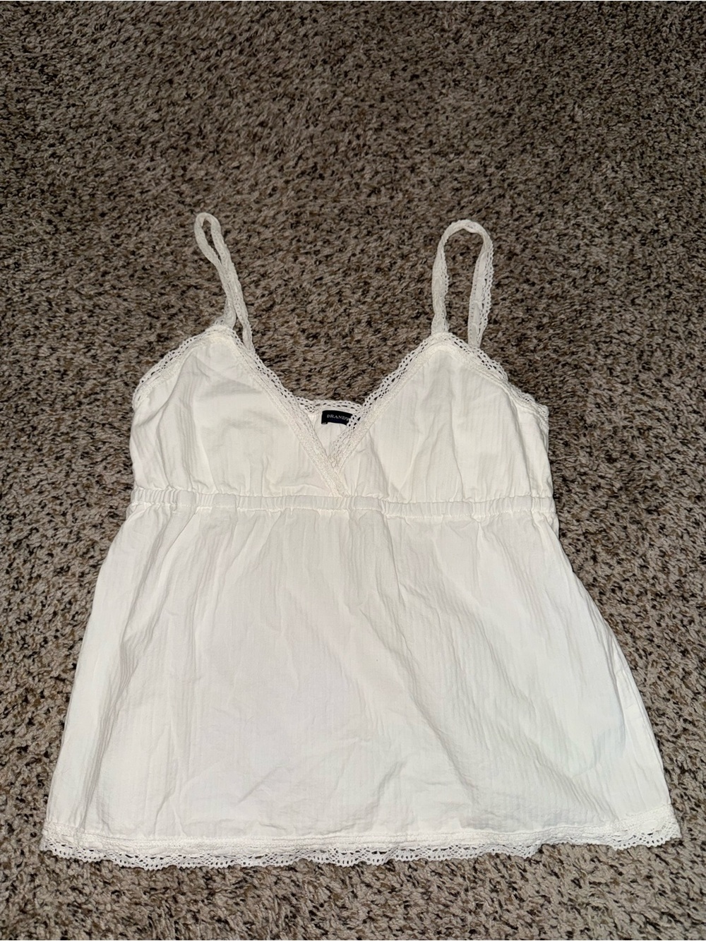 Brandy Melville White Lace-Trim Cami Tank Top